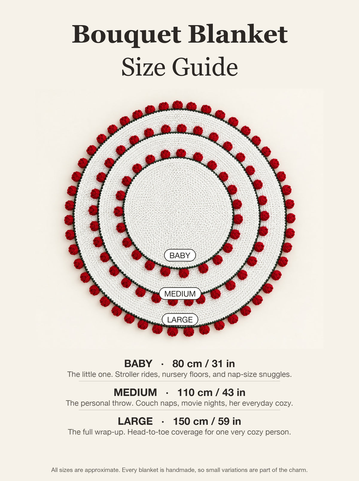 Bouquet Blanket size guide